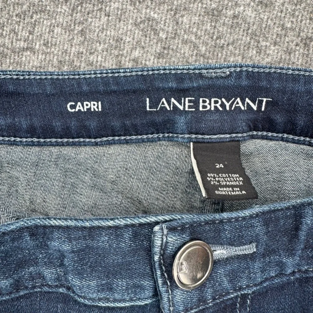 Lane Bryant Womens Plus Size 24 Dark Wash Capri Jeans Stretch Denim Whiskered